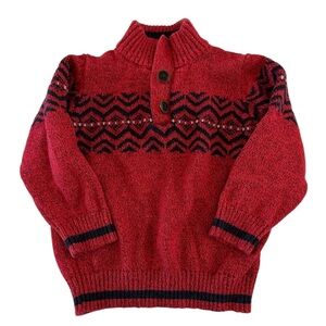 OshKosh B’gosh Boys Long Sleeve Nordic Style Knit Red & Navy Sweater size 3T